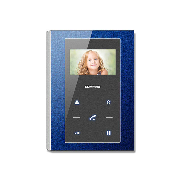 COMMAX CMV-43S (Blue) Монитор цветного видеодомофона, 4.3", TFT LCD, PAL/NTSC,без трубки (Hands Free), накладное крепление, подключение 2-х вызывных блоков и трубки DP-4VHP, вызов и связь "трубка-монитор", возможно использование в многоквартирной системе