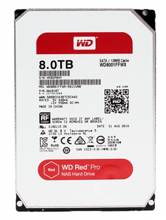 WD8001FFWX, Жесткий диск WD Red Pro, 8Тб, HDD, SATA III, 3.5&quot;