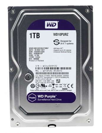 WD100PURZ, Жесткий диск HDD SATA-III WD Purple, 10ТБ, 3.5&quot;, 6GB/S, 256MB